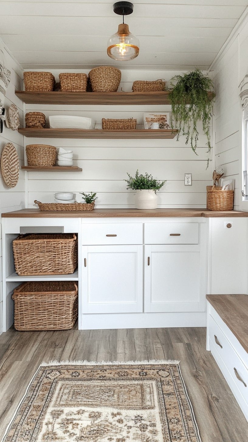 Cozy White Shiplap RV Kitchen