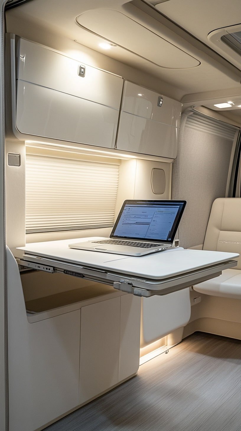 Sleek Fold-Out Workstation for Effortless Van Office Days