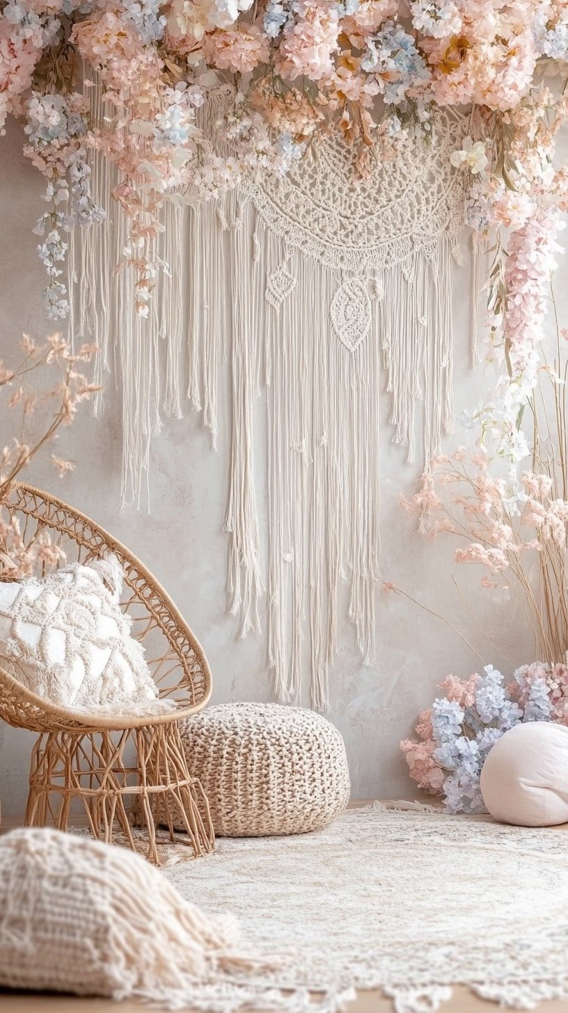 Fairycore Macramé & Florals Living Nook