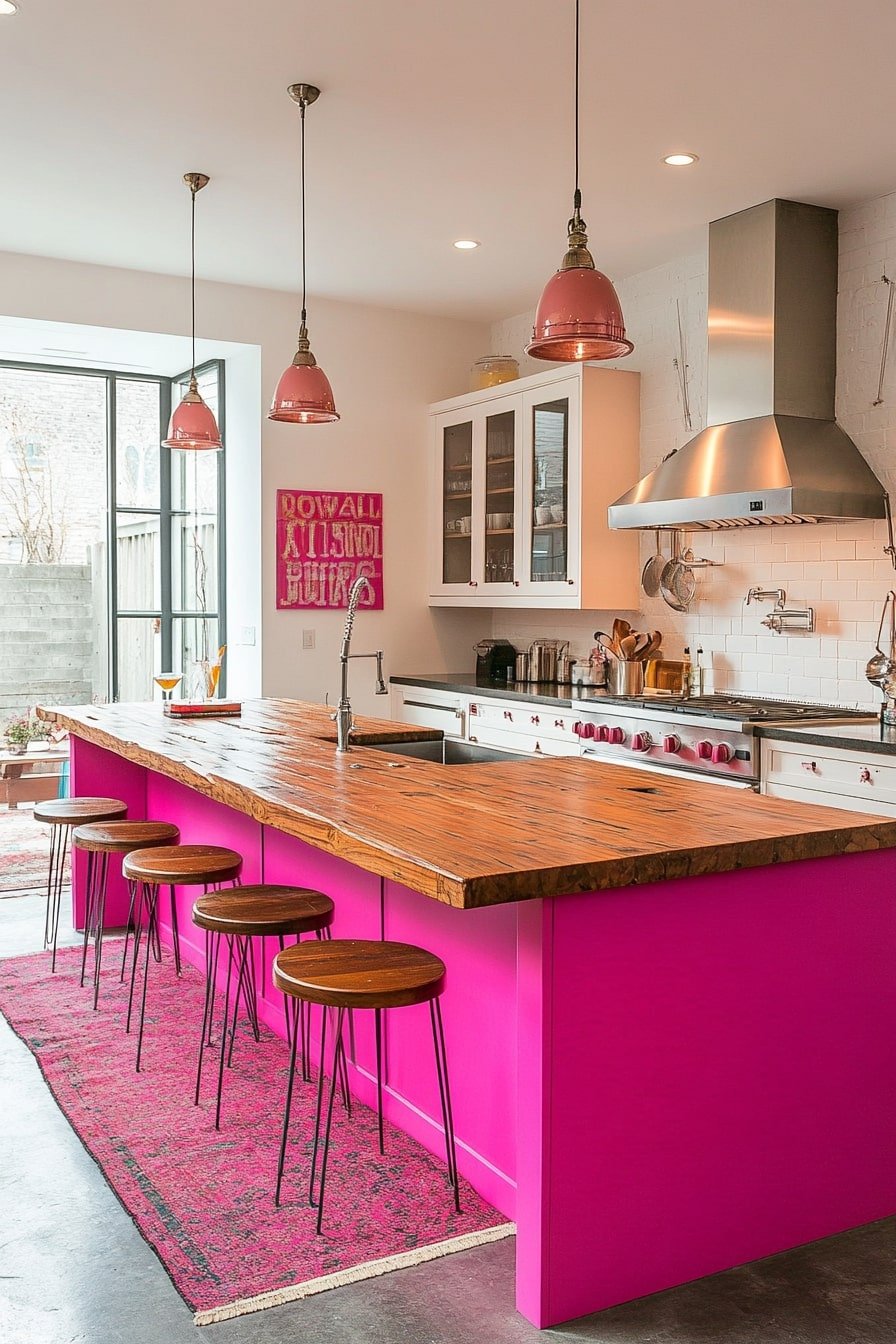 Hot Pink Island with Retro Vibes