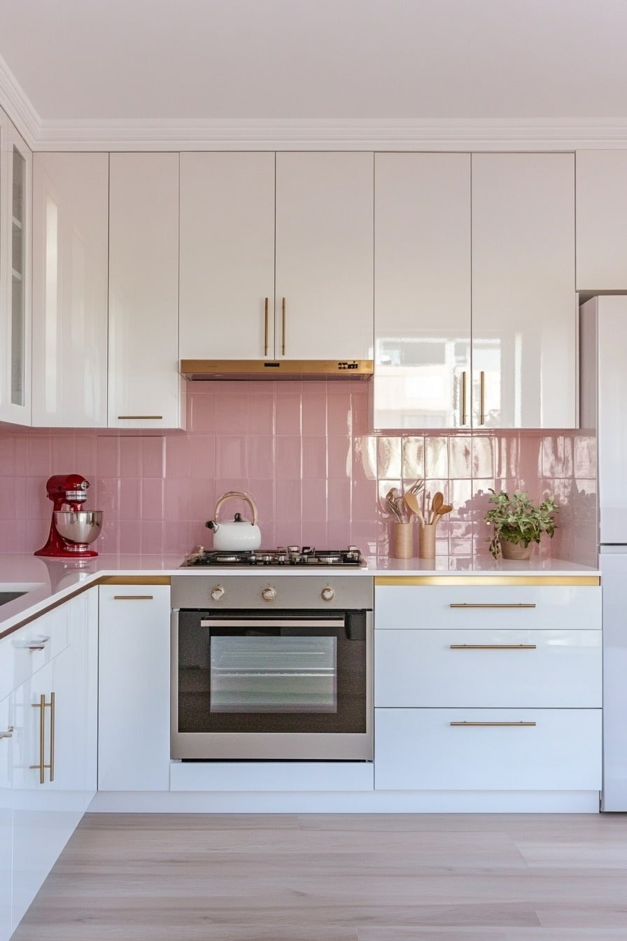 Rosy Pink Backsplash Elegance