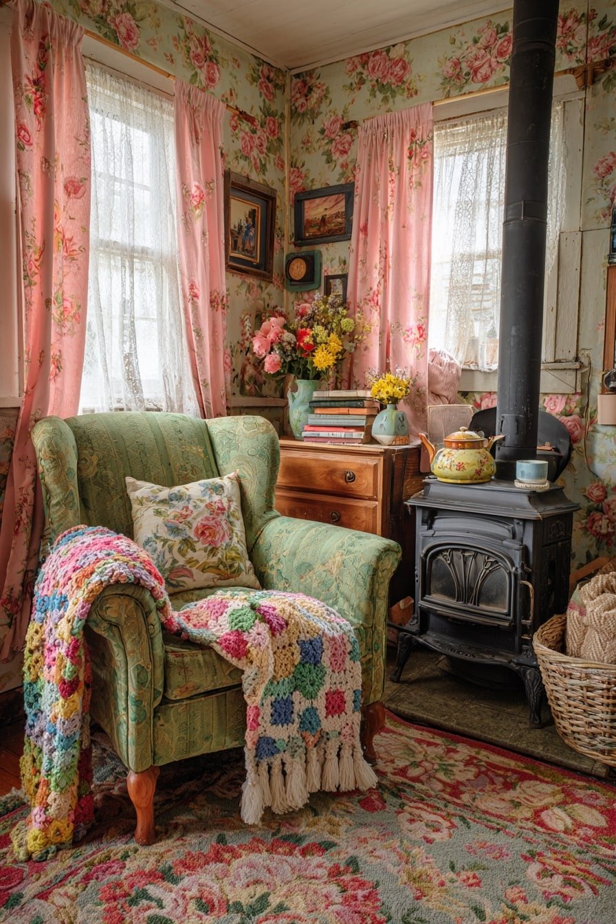 10. Cottagecore Warmth with Florals – Nostalgia Wrapped in Yarn
