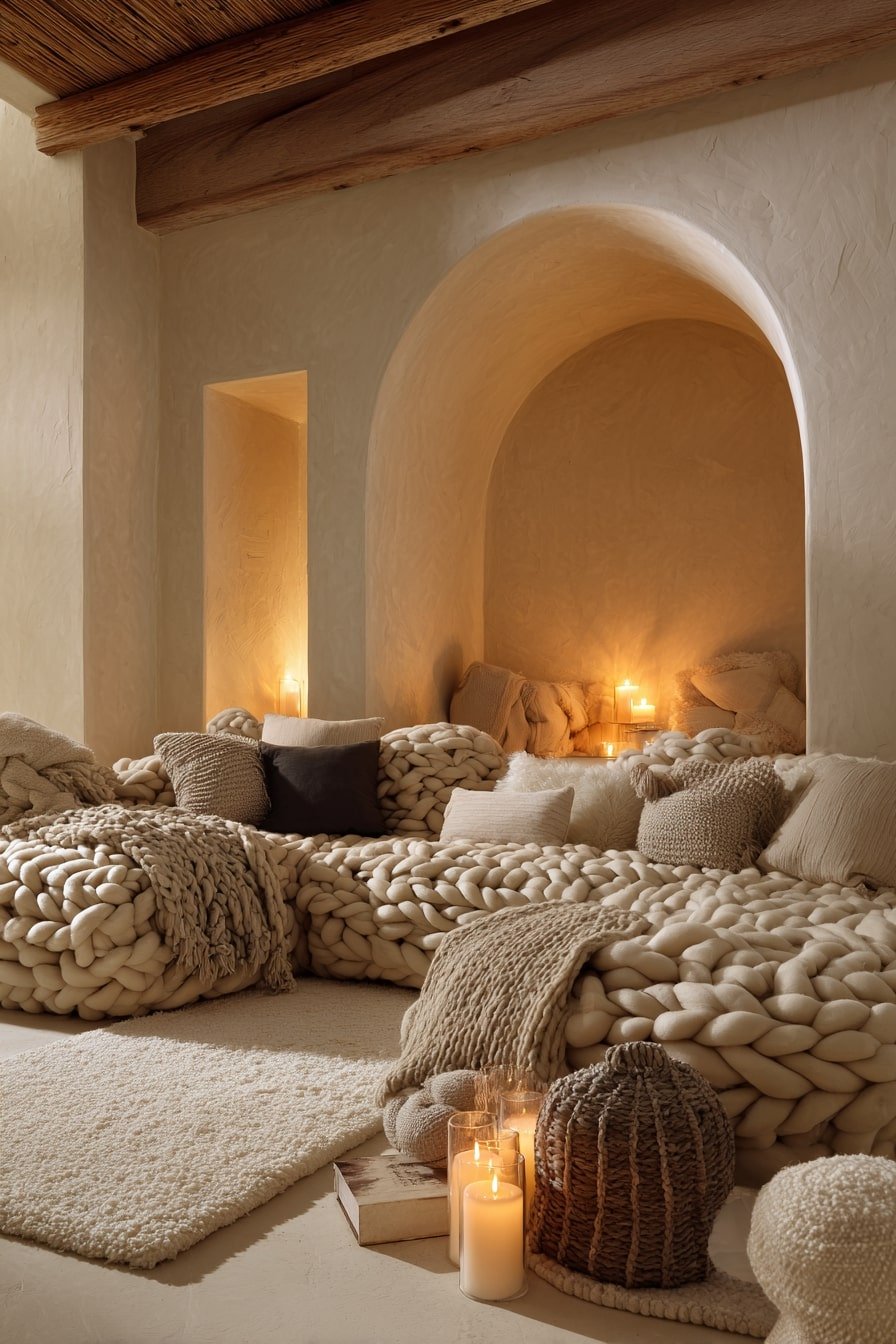 16. Chunky Knits and Curved Walls – A Nest of Warmth