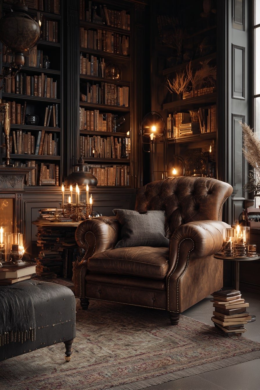 6. Vintage Books + Candlelight – A Scholar’s Hideaway Wrapped in Warmth