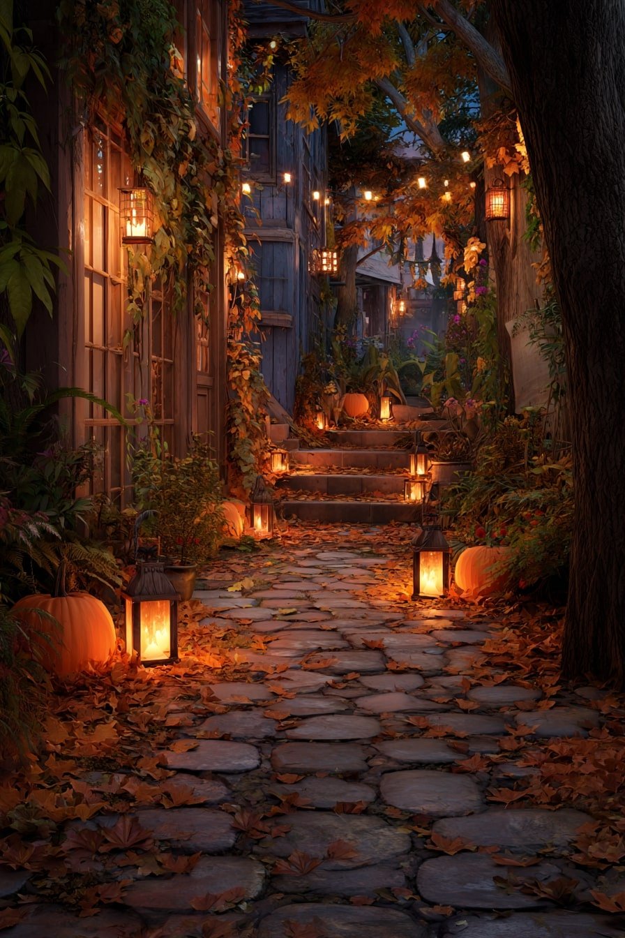 Lantern-Lit Garden Walk – Autumn Enchantment with Halloween Charm