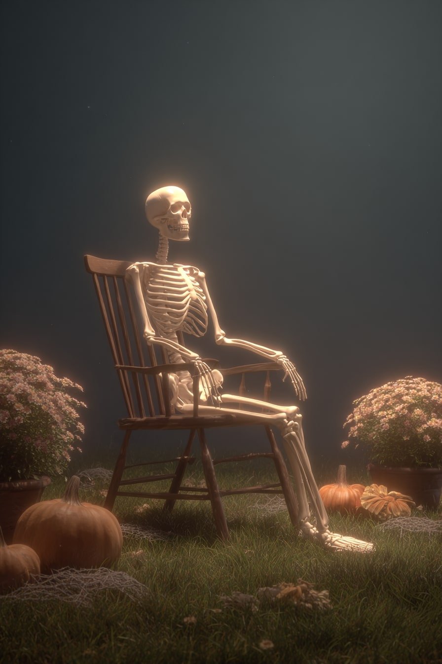 Still Life with Skeleton – Minimalist Halloween Yard Display