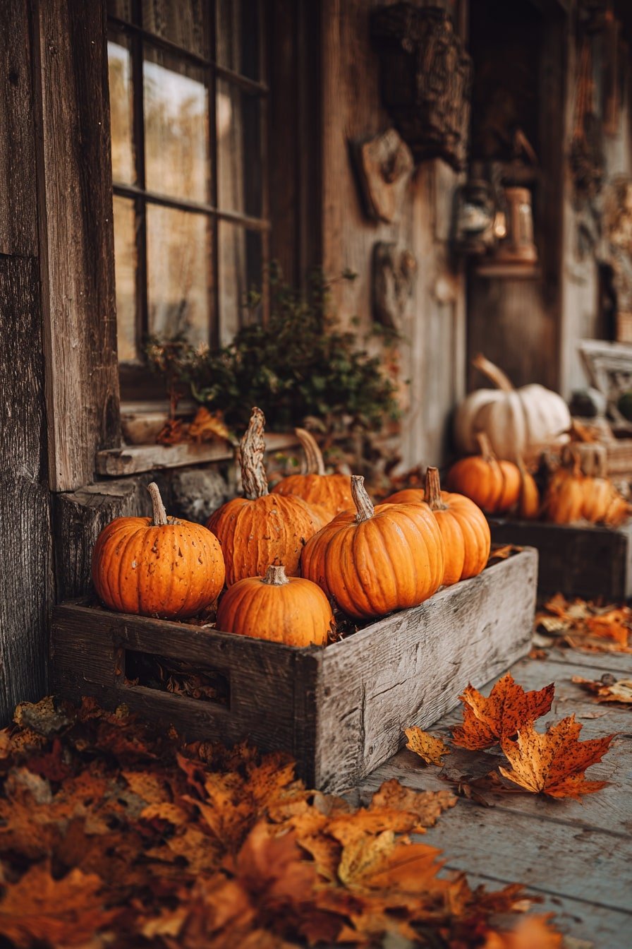 Rustic Porch Crates with Pumpkins – Autumn’s Quiet Spell