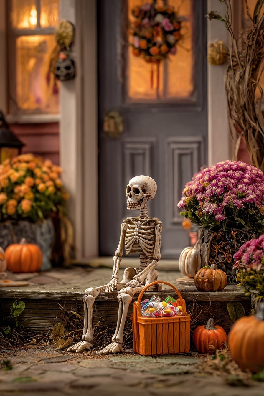 Candy Guard Skeleton – Whimsical Halloween Welcome