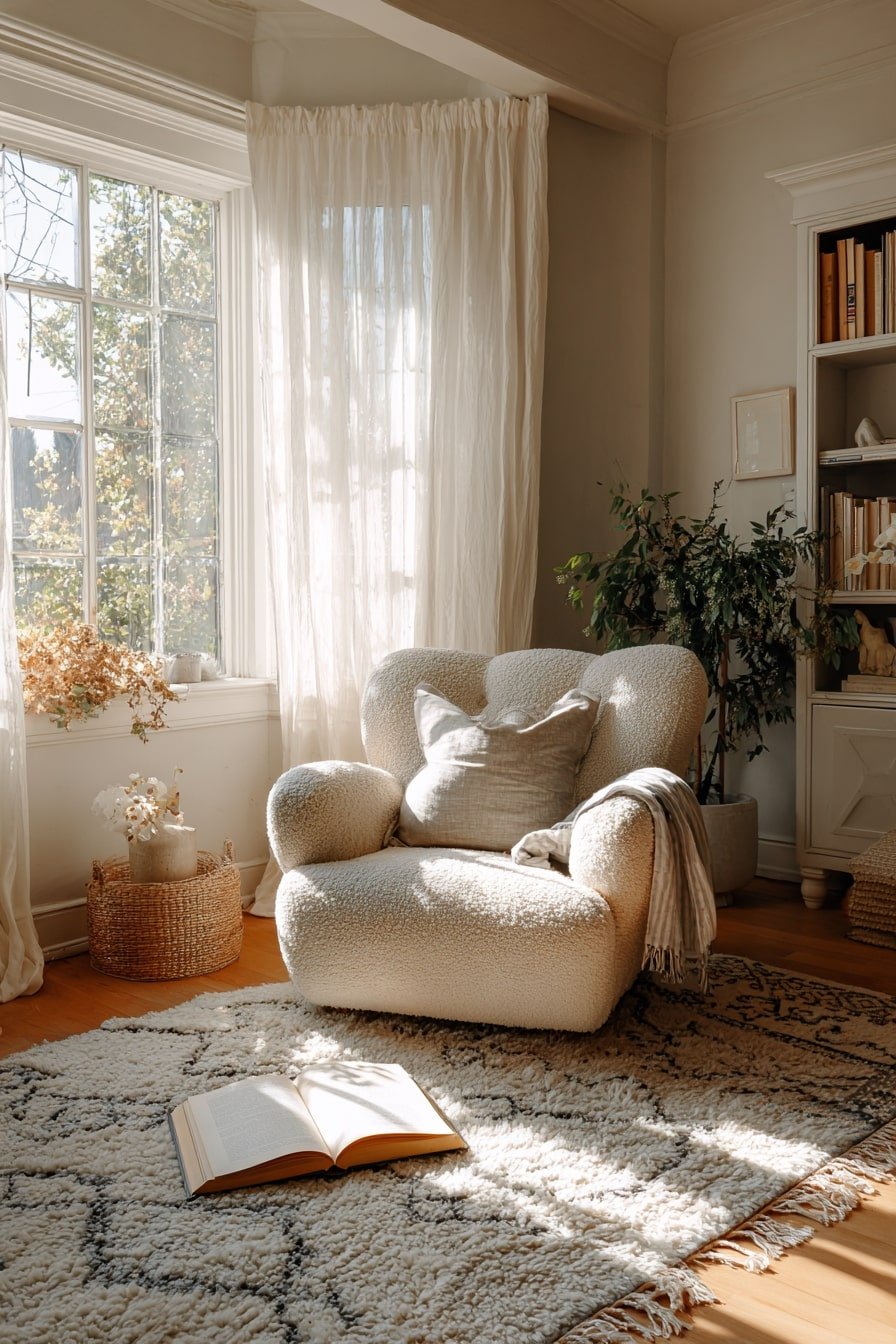 Sun-Filled Reading Nook – Calm, Curves, and Comfort