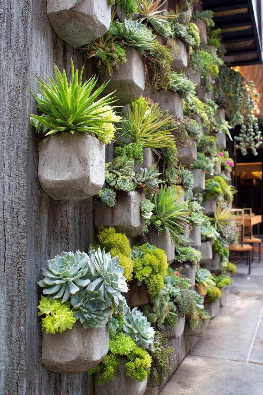 7.Wall-Mounted Succulent Garden