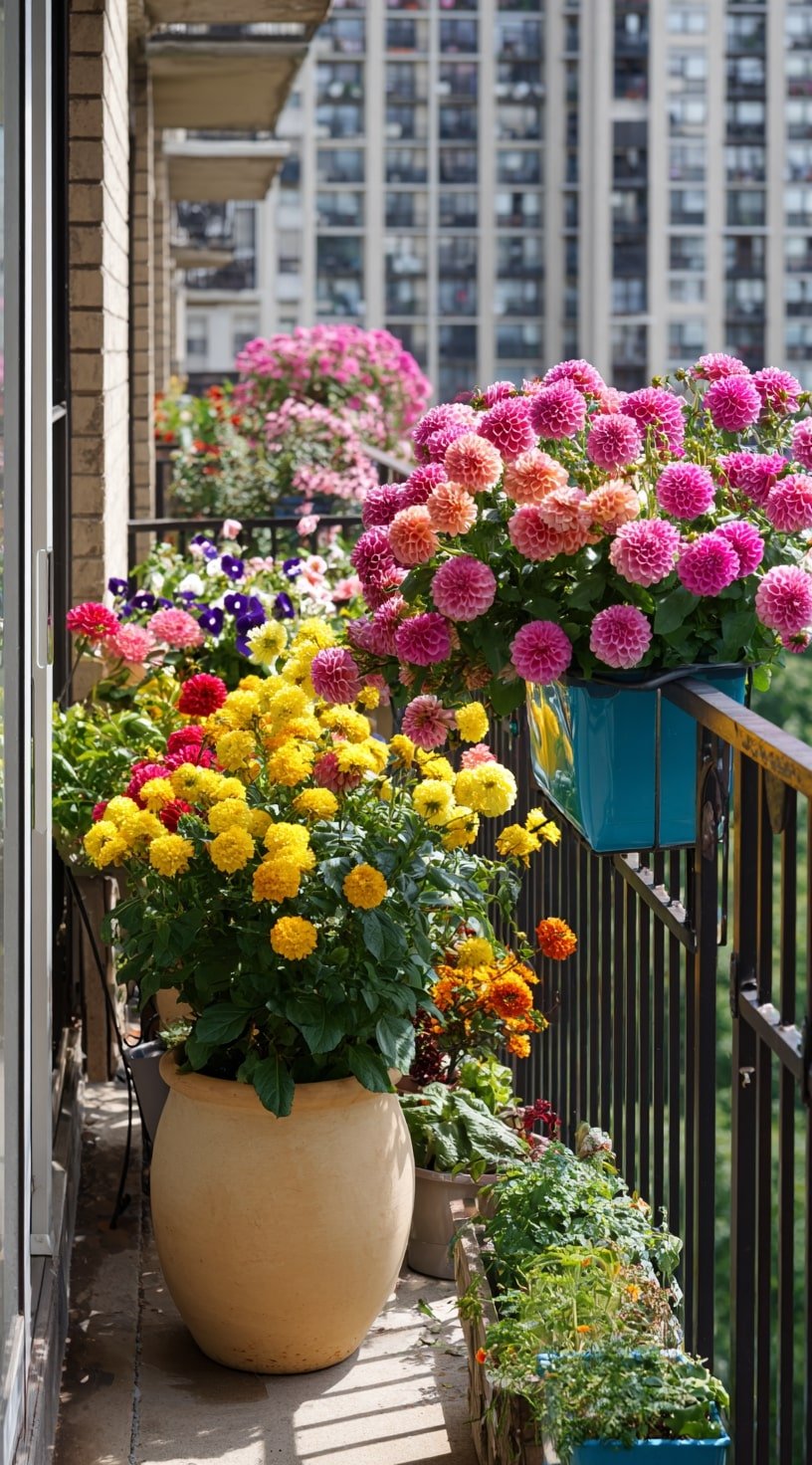 Urban Color Burst with Potted Flower Layers