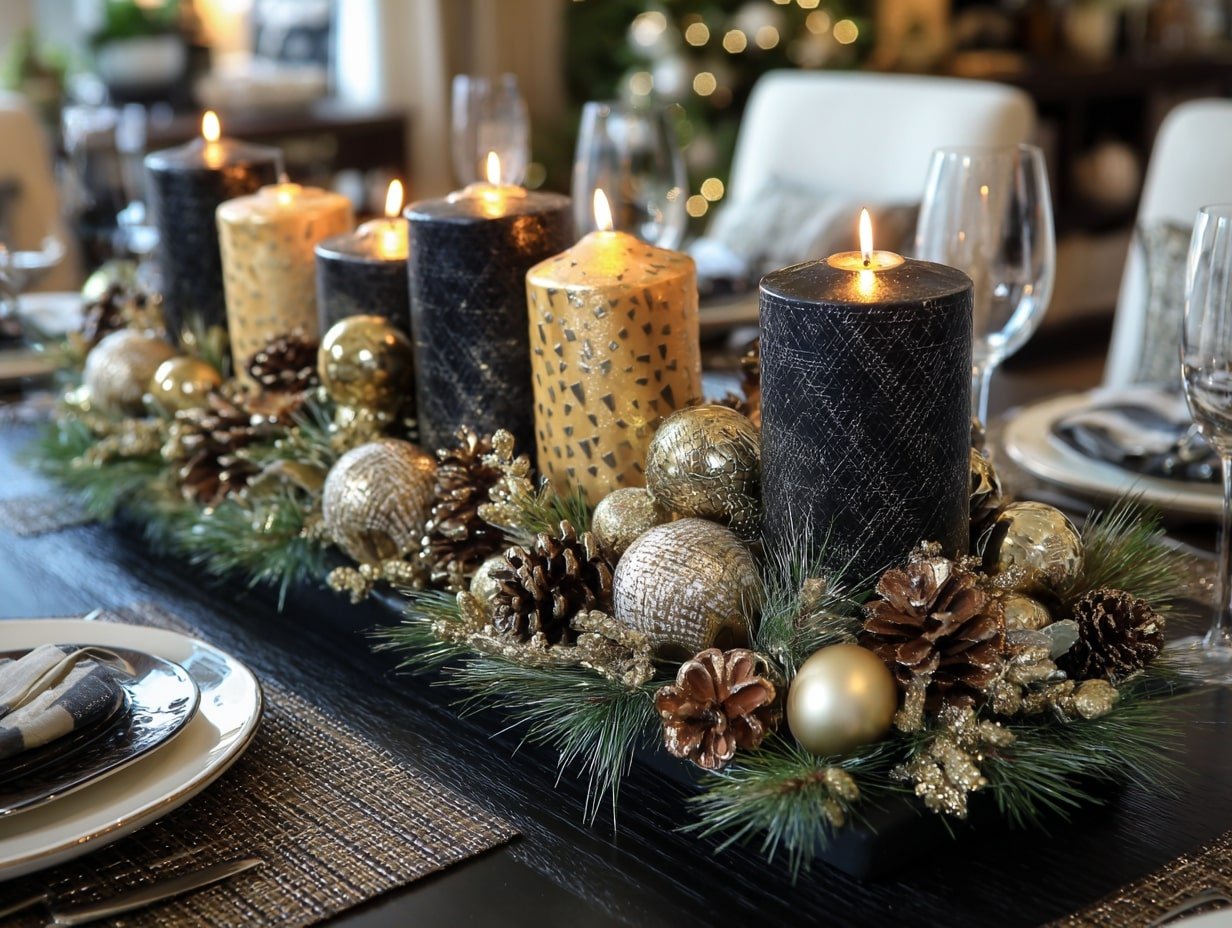 Black and Gold Christmas Centerpiece – A Bold Take on Holiday Elegance