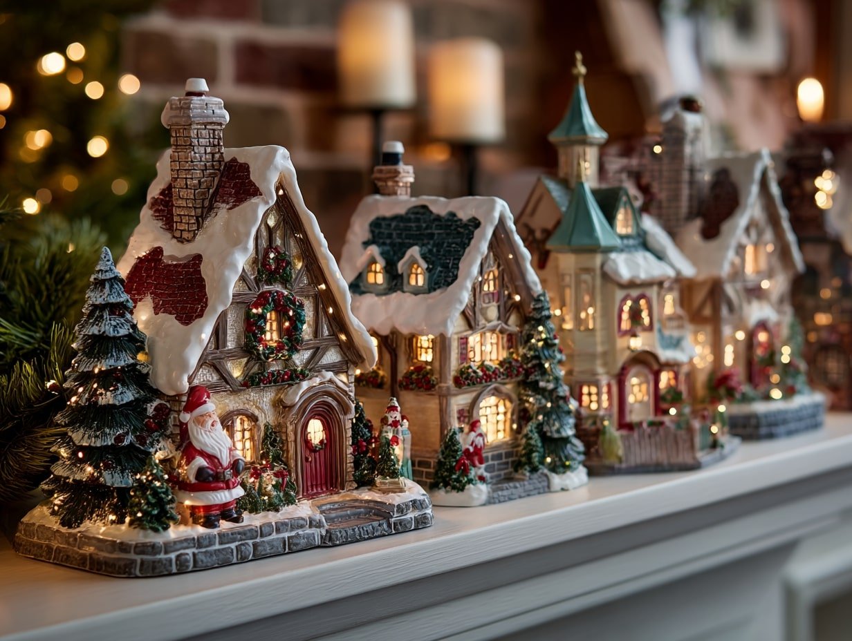 Whimsical Christmas Village Display – Storybook Charm for Your Mantel