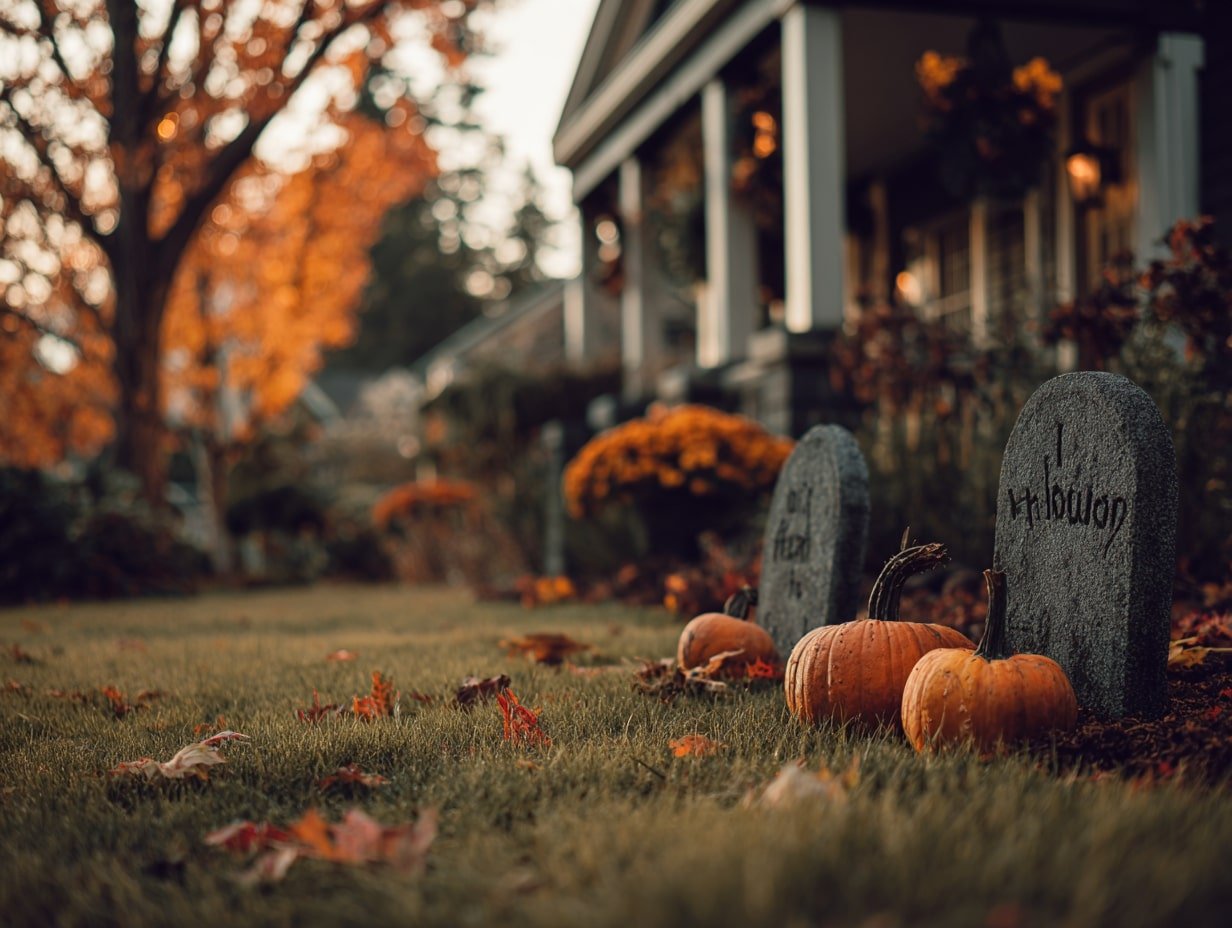 Faux Graveyard on the Lawn – A Classic Halloween Front Garden Scene