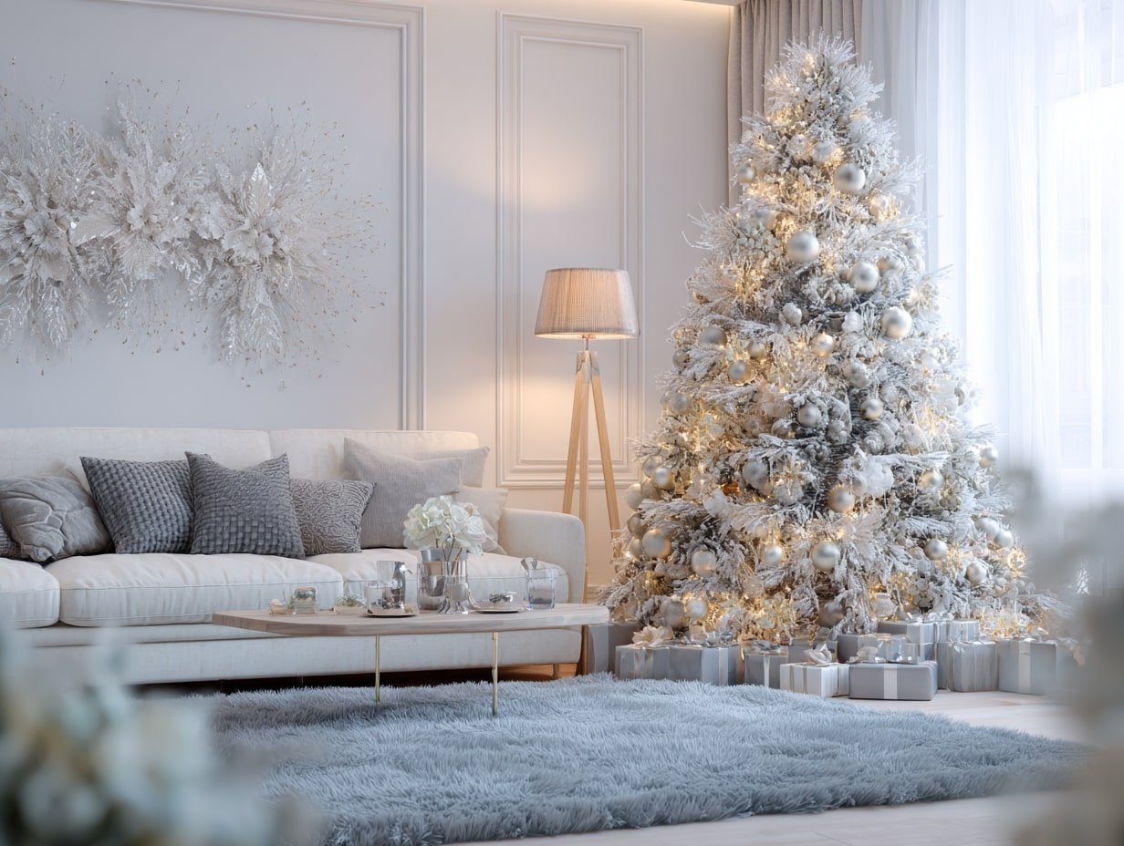 Icy Elegance in a Monochrome Winter Lounge